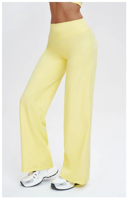 Yoga Pants Women Straight Leg Bottoms Women's Mid-Waist Fitness Pants Gym Leggings Naked Feel Pilates Running Sports Trousers