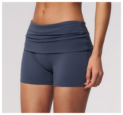 Summer Fold Over Waist Fitness Shorts Women Workout Shorts Yoga Shorts Lift Butt Fitness Shorts Women Running Push Up Gym Shorts