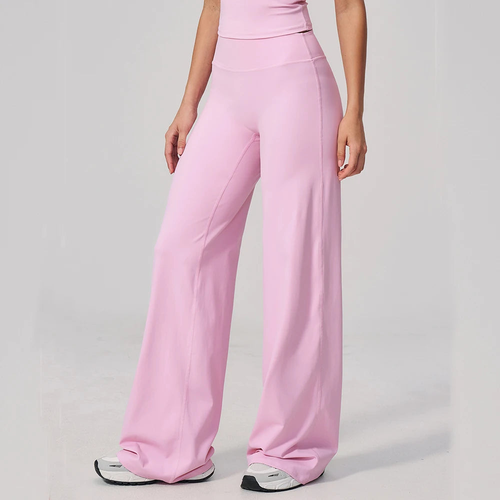 High Waist Wide Leg Yoga Pants Women Butt Lift Workout Trousers Flare Leggings Tummy Control Gym Fitness Straight Leg Bottoms