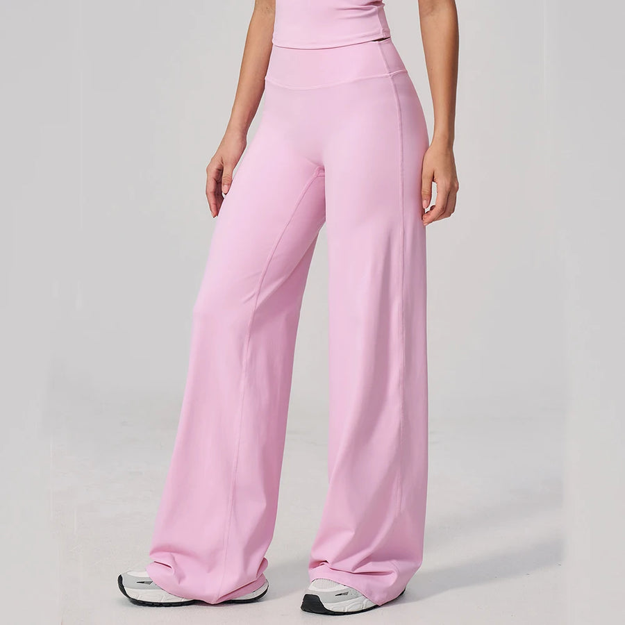 High Waist Wide Leg Yoga Pants Women Butt Lift Workout Trousers Flare Leggings Tummy Control Gym Fitness Straight Leg Bottoms