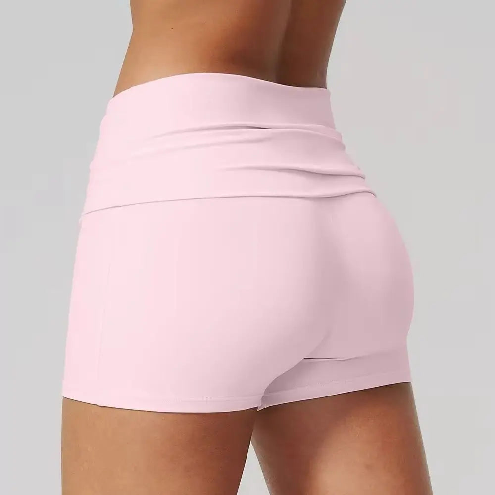 Summer Fold Over Waist Fitness Shorts Women Workout Shorts Yoga Shorts Lift Butt Fitness Shorts Women Running Push Up Gym Shorts