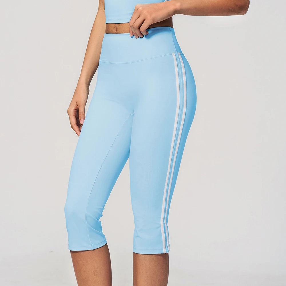 Yoga Capri Pants Women Fitness Leggings Running Cycling Pants Breathable Sports Leggings High Waist Summer Workout Gym Clothing