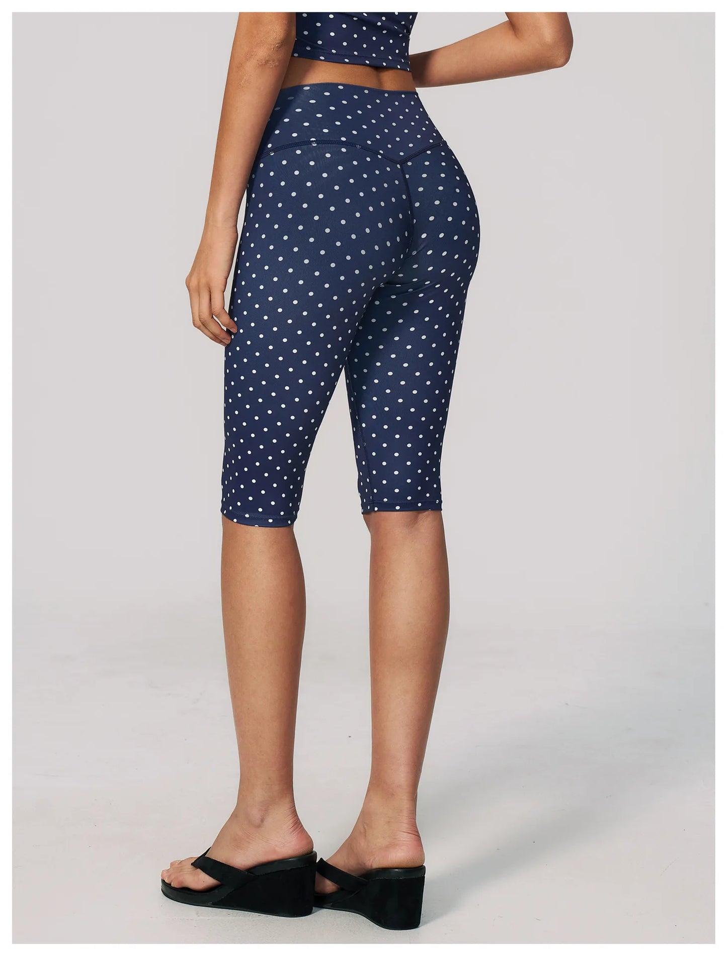 Polka Dot Yoga Capri Pants Women Sports Leggings Woman High Waist Push Up Gym Fitness Yoga Pants Running Athletic Legging Summer