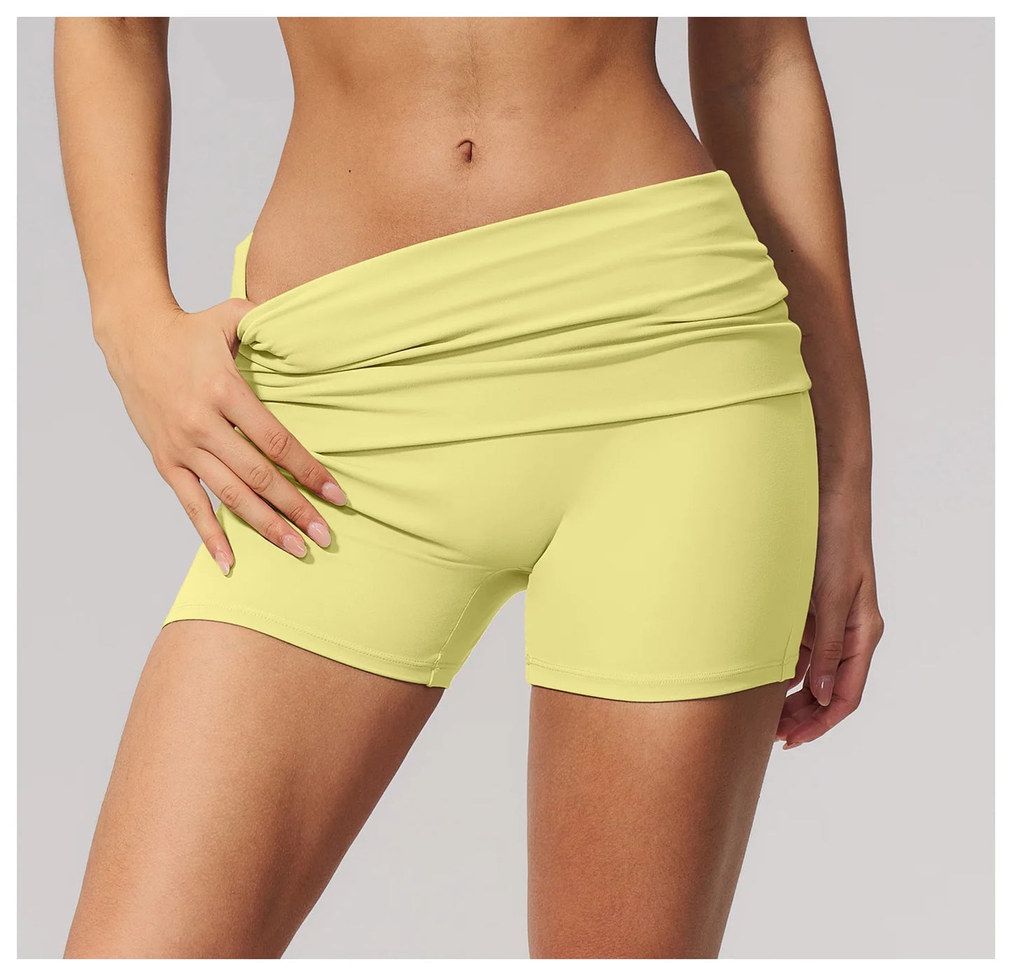 Summer Fold Over Waist Fitness Shorts Women Workout Shorts Yoga Shorts Lift Butt Fitness Shorts Women Running Push Up Gym Shorts
