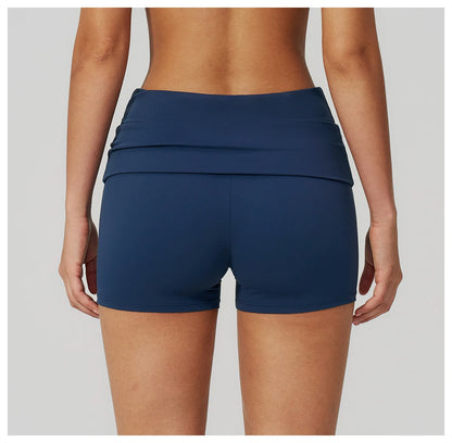 Summer Women Fitness Workout Shorts Yoga Shorts Fold Over High Waist Lift Butt Fitness Shorts Women Running Push Up Gym Shorts