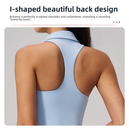 Women's Yoga Tank Push Up Workout Top Quick-Dry Collar Gym Sports Vest Running Female Running Tight Top Women Fitness Underwear