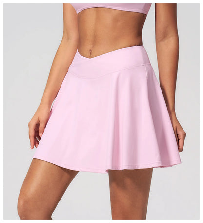 Yoga Short Skirt Women's Sports Short Skirt Quick Drying Running Fitness Badminton Skirt Half Body Anti Light Tennis Skirt Women