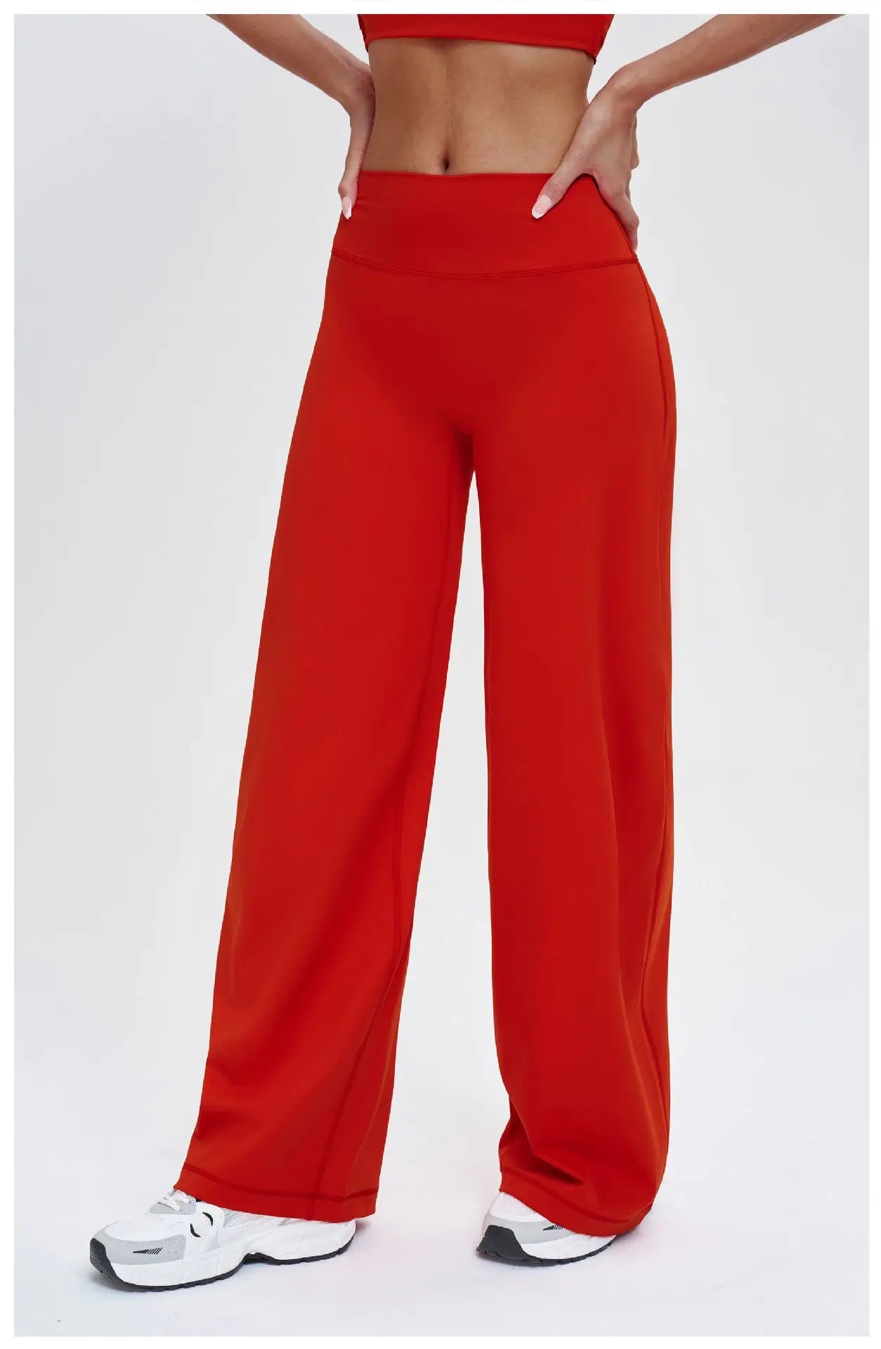 Yoga Pants Women Straight Leg Bottoms Women's Mid-Waist Fitness Pants Gym Leggings Naked Feel Pilates Running Sports Trousers