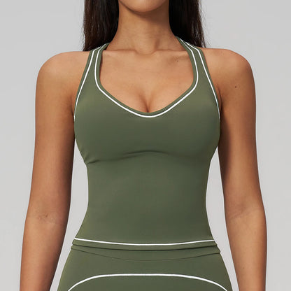 Women's Tank Top Push-Up Sports Bra Hollow Breathable Fitness Underwear Summer Gym Bra Yoga Vest Sexy Running Tops Sportswear