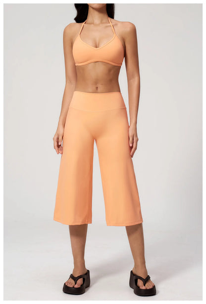Summer Cropped Pants Yoga Pants Women Gym Workout Running High Waisted Quick Drying Loose Sports Pants Fitness Pants Yoga Pants