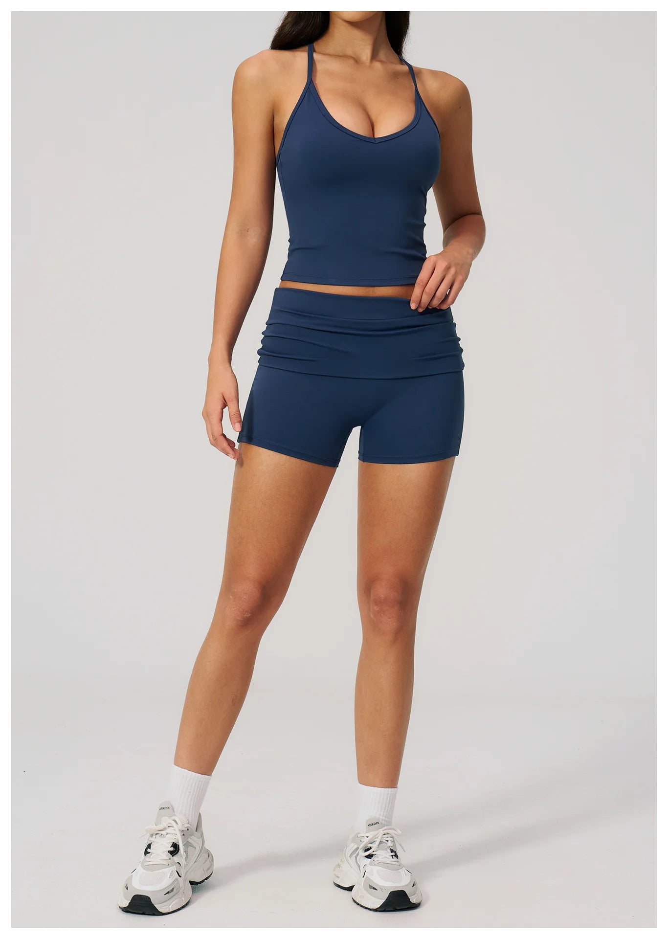 Summer Women Fitness Workout Shorts Yoga Shorts Fold Over High Waist Lift Butt Fitness Shorts Women Running Push Up Gym Shorts