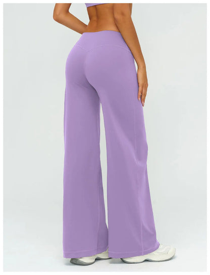 Yoga Pants Women Straight Leg Bottoms Women's Mid-Waist Fitness Pants Gym Leggings Naked Feel Pilates Running Sports Trousers