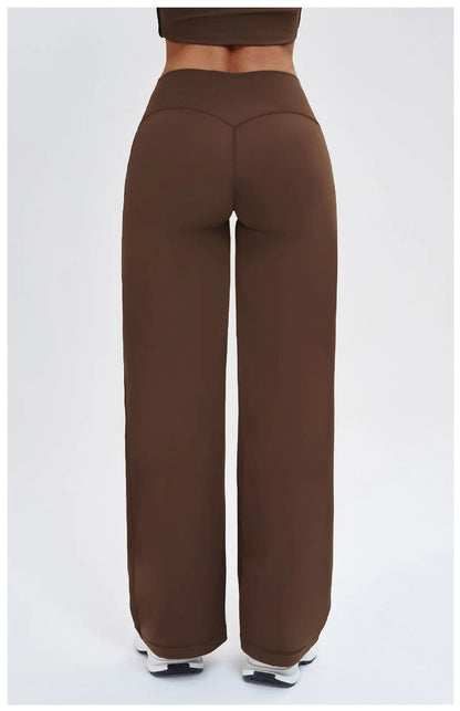 Yoga Pants Women Straight Leg Bottoms Women's Mid-Waist Fitness Pants Gym Leggings Naked Feel Pilates Running Sports Trousers