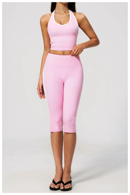Yoga Capri Pants Women Fitness Leggings Running Cycling Pants Breathable Sports Leggings High Waist Summer Workout Gym Clothing