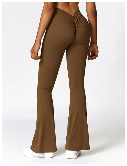 V-shaped Hip Yoga Pants Flare Leggings Women High Waist Wide Leg Pants Women Gym Fitness Sports Flared Pant Dance Trousers