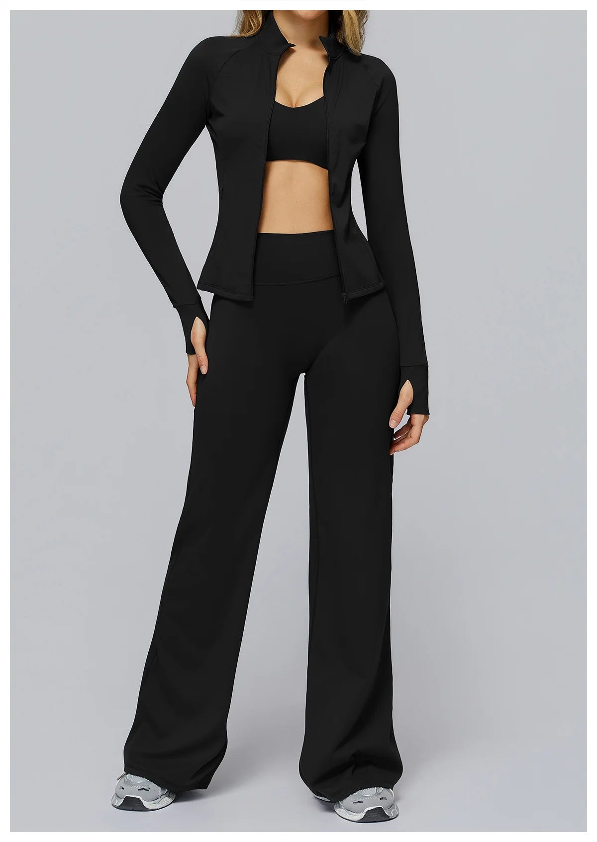 High Waist Wide Leg Yoga Pants Women Butt Lift Workout Trousers Flare Leggings Tummy Control Gym Fitness Straight Leg Bottoms