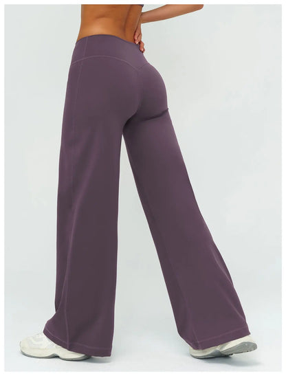 Yoga Pants Women Straight Leg Bottoms Women's Mid-Waist Fitness Pants Gym Leggings Naked Feel Pilates Running Sports Trousers