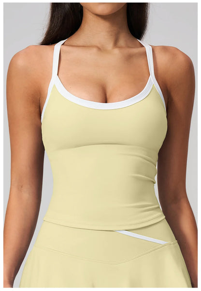 Summer Sports Bra Fitness Vest with Chest Pad Summer Shockproof Bra Nude Feeling Suit Pilates Training Yoga Top Yoga Clothing