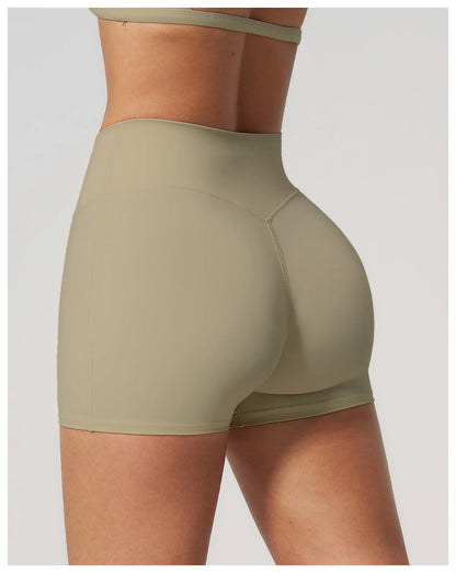 JUREN Yoga Shorts Women Fitness Shorts Running Cycling Shorts Breathable Sports Leggings High Waist Summer Workout Gym Shorts
