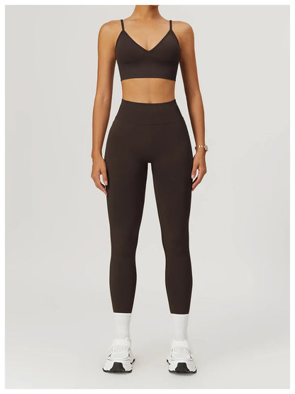 Seamless Fitness Leggings Women Sport High Waist Elastic Ribbed Yoga Leggings Gym Jogging Quick Dry Push Up Slim Pants Female