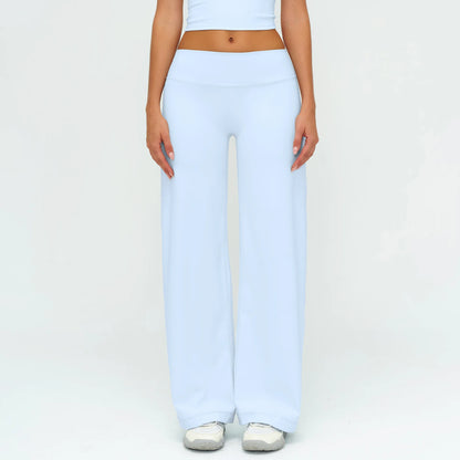 Yoga Pants Women Straight Leg Bottoms Women's Mid-Waist Fitness Pants Gym Leggings Naked Feel Pilates Running Sports Trousers