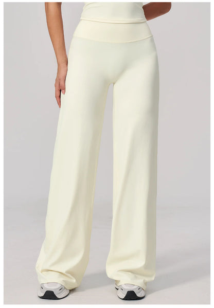 High Waist Wide Leg Yoga Pants Women Butt Lift Workout Trousers Flare Leggings Tummy Control Gym Fitness Straight Leg Bottoms