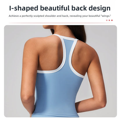 Summer Sports Bra Fitness Vest with Chest Pad Summer Shockproof Bra Nude Feeling Suit Pilates Training Yoga Top Yoga Clothing