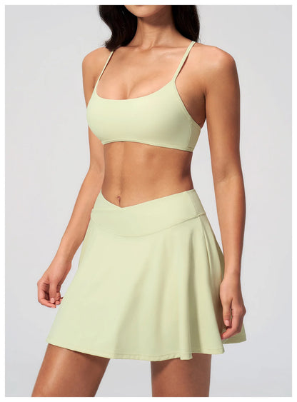 Yoga Short Skirt Women's Sports Short Skirt Quick Drying Running Fitness Badminton Skirt Half Body Anti Light Tennis Skirt Women