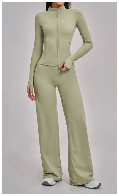 High Waist Wide Leg Yoga Pants Women Butt Lift Workout Trousers Flare Leggings Tummy Control Gym Fitness Straight Leg Bottoms