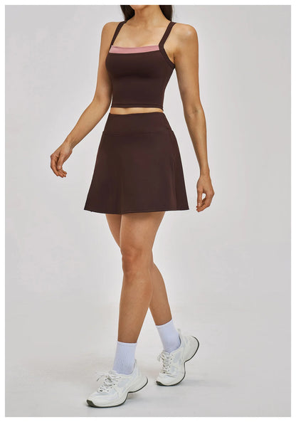 Outdoor Sports Yoga Skirt Women Badminton Tennis Skirt High Waist Breathable Sweat Skirt Active Athletic Yoga Fitness Skirt