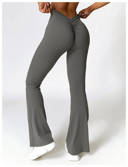 V-shaped Hip Yoga Pants Flare Leggings Women High Waist Wide Leg Pants Women Gym Fitness Sports Flared Pant Dance Trousers