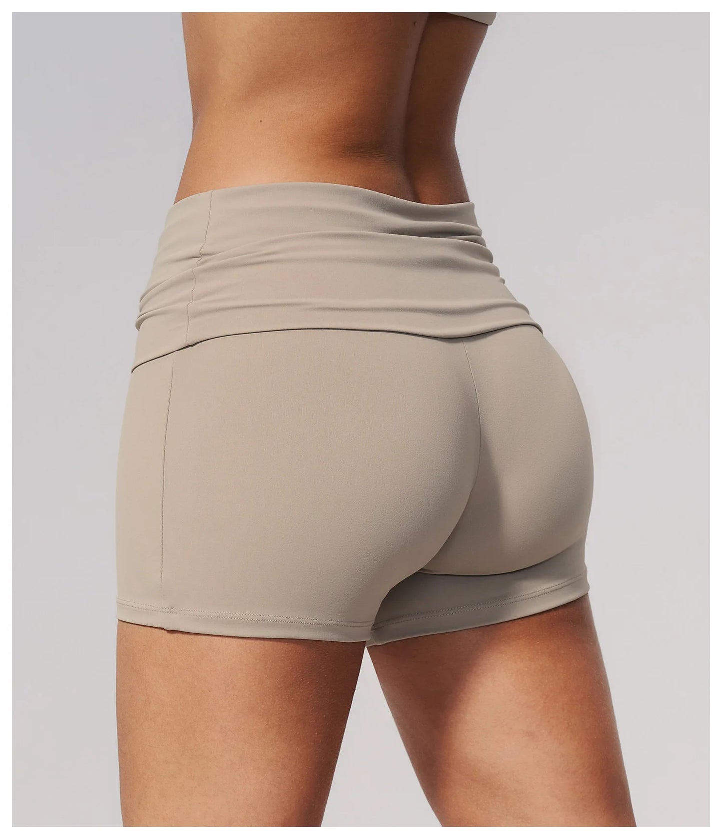 Summer Women Fitness Workout Shorts Yoga Shorts Fold Over High Waist Lift Butt Fitness Shorts Women Running Push Up Gym Shorts