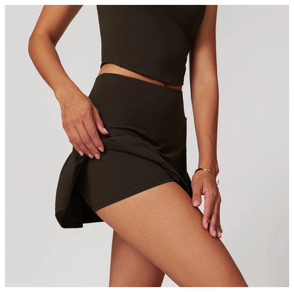 High Waist Sports Skirt Women Culottes Yoga Fitness Tennis Lining Anti Light Running Quick Drying Skirt Suitable Running Yoga