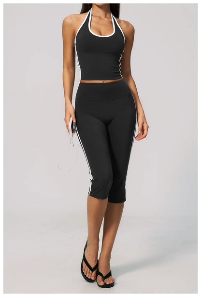Yoga Capri Pants Women Fitness Leggings Running Cycling Pants Breathable Sports Leggings High Waist Summer Workout Gym Clothing