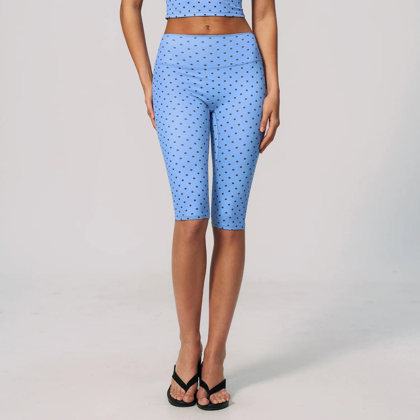 Polka Dot Yoga Capri Pants Women Sports Leggings Woman High Waist Push Up Gym Fitness Yoga Pants Running Athletic Legging Summer