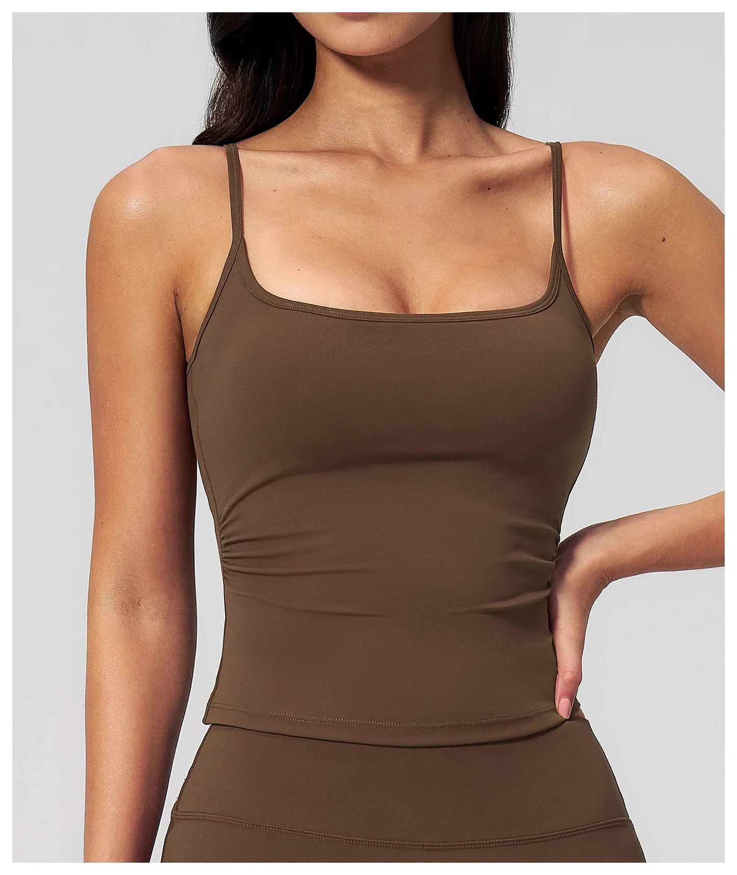 Juren Gym Tank Top With Built In Bra Women's Yoga Clothing Summer Running Square Neck Fitness Vest Beautiful Back Sports Workout