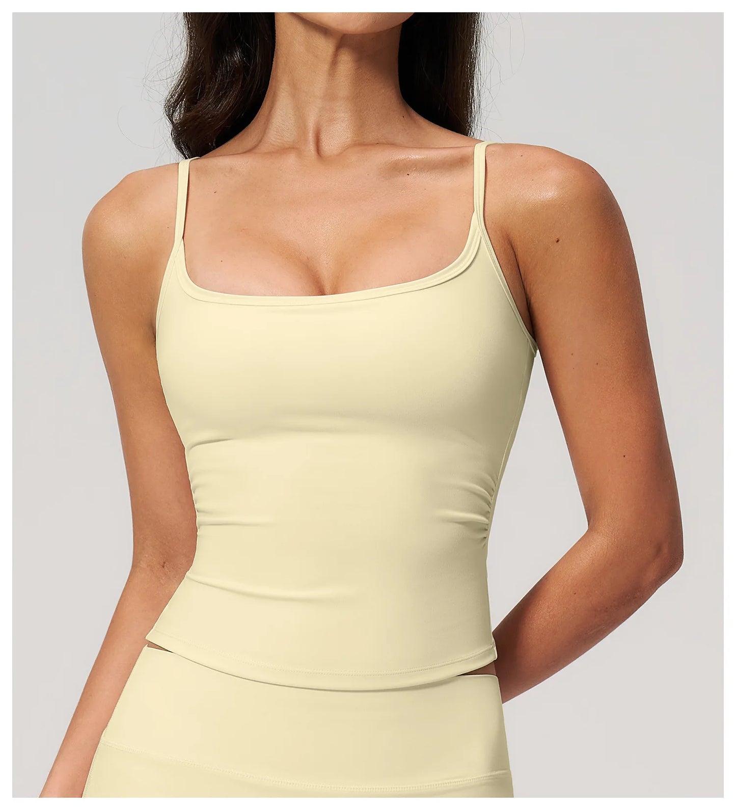 Juren Gym Tank Top With Built In Bra Women's Yoga Clothing Summer Running Square Neck Fitness Vest Beautiful Back Sports Workout